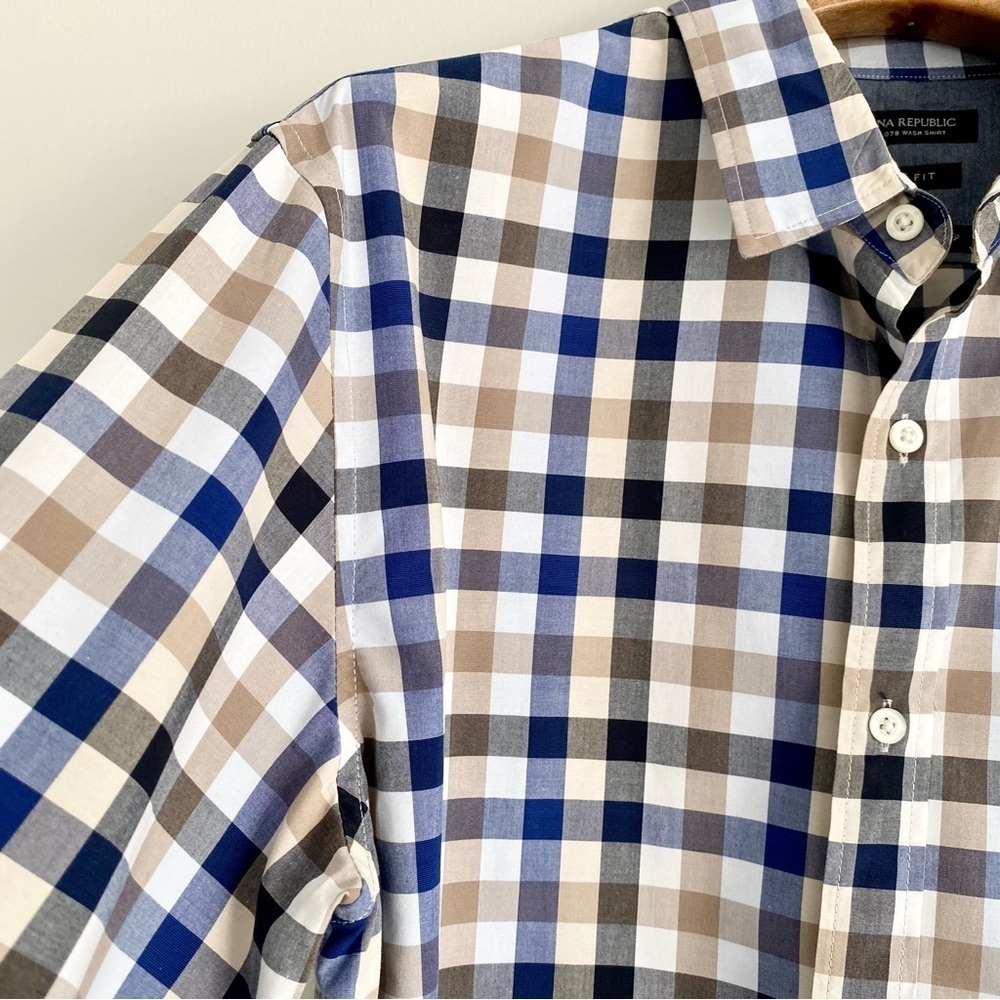 Banana Republic Grant Fit Plaid Shirt Size Large - Picture 2 of 5